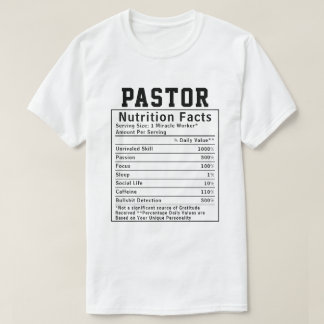 T-shirt Funny Pastor Nutrition Facts don de chef spirituel