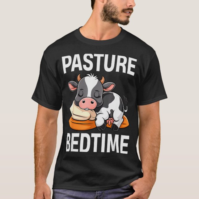 T-shirt Funny Pasture Bedtime Cute Cow Pajamas Pj Sleep  (Devant)