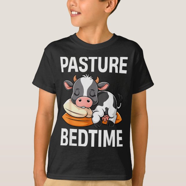 T-shirt Funny Pasture Bedtime Cute Cow Pajamas Pj Sleep  (Devant)