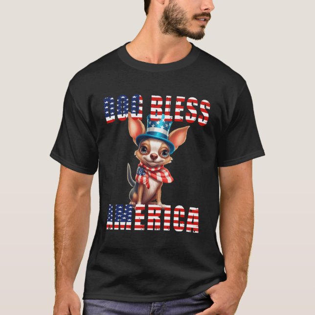 T-shirt Funny Patriotic Chihuahua (Devant)