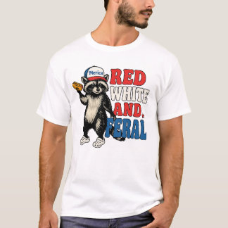T-shirt Funny Patriotic Raccoon Shirt – Red White and Fera