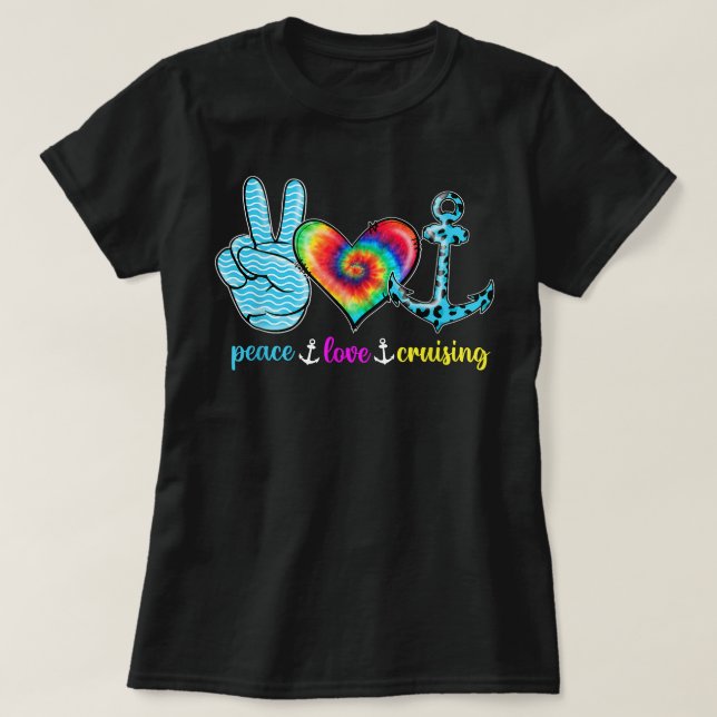 T-shirt Funny Peace Love Cruising Sailing Cruise Tropical  (Design devant)