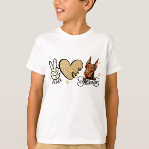 T-shirt Funny Peace Love Doberman Amoureux des chiens