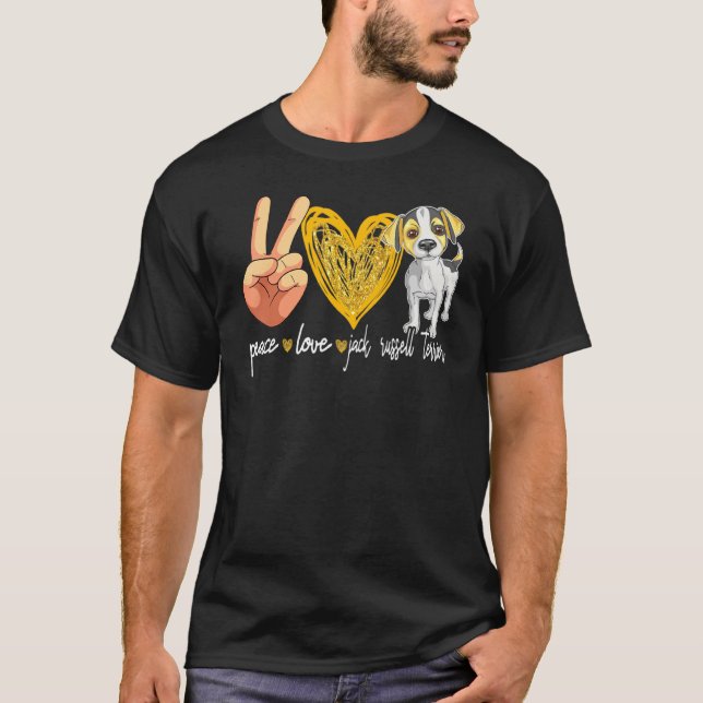 T-shirt Funny Peace Love Jack Russell Terrier mignon chien (Devant)