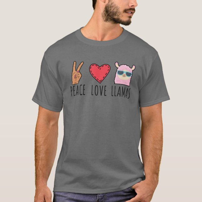 T-shirt Funny Peace Love Llamas (Devant)