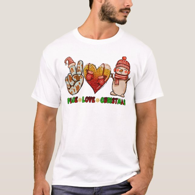 T-shirt Funny Peace Love Noël Funny Holiday Cadeaux (Devant)