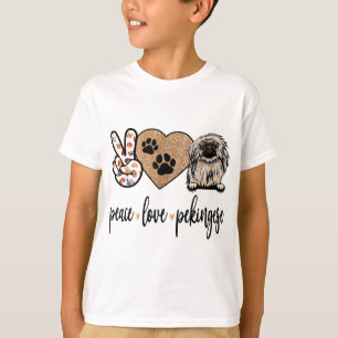T-shirt Funny Peace Love Pekingese Amoureux des chiens
