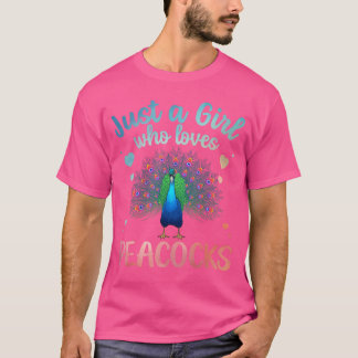 T-shirt Funny Peacock Design for Women Girls Bird Peacock