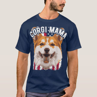 T-shirt Funny Pembroke Welsh Corgis Corgi Mama avec US Fla