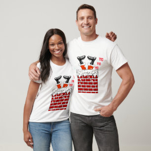 T-shirt Funny Père Noël coincé dans la cheminée
