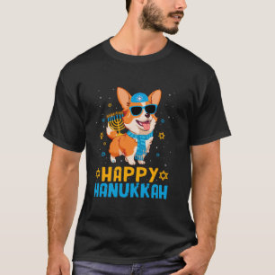 T-shirt Funny Père Noël Corgi Chien Menorah Chanukah Xmas