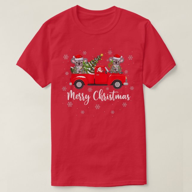 T-shirt Funny Père Noël équitation Arbre de Noël Camion Ko (Design devant)