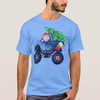 T-shirt Funny Père Noël équitation Monster Truck avec Noël
