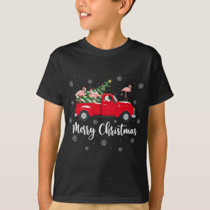 T-shirt Funny Père Noël équitation Noël Arbre Flamant rose