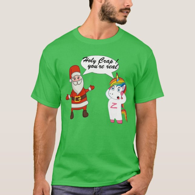 T-shirt Funny Père Noël et unicorne Surprise Rencontrez No (Devant)