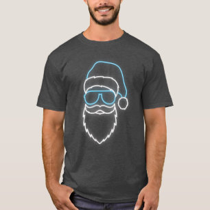 T-shirt Funny Père Noël Face Noël Fête Noël Lumière Noël