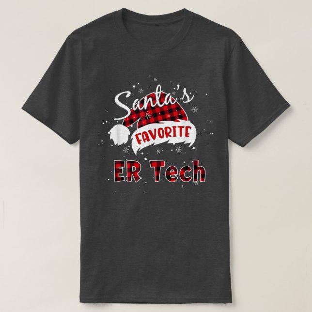 T-shirt Funny Père Noël Favori ER Tech Noël Plaid Buf (Design devant)