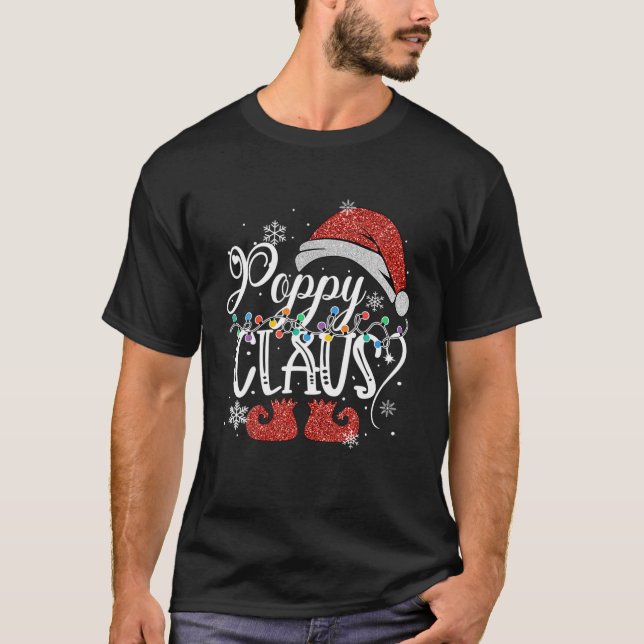 T-shirt Funny Père Noël Poppy Claus Pajamas de Noël Famill (Devant)