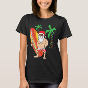 T-shirt Funny Père Noël Surf Noël À Hawaï Juillet
