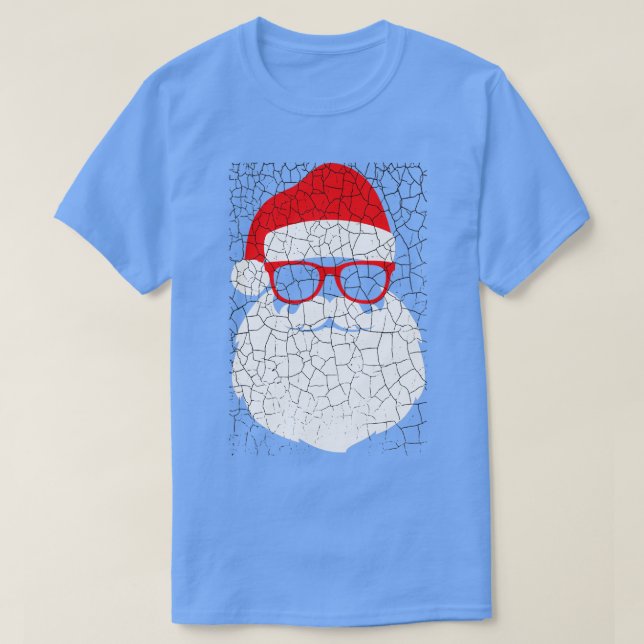 T-shirt Funny Père Noël visage Lunettes de soleil avec bar (Design devant)