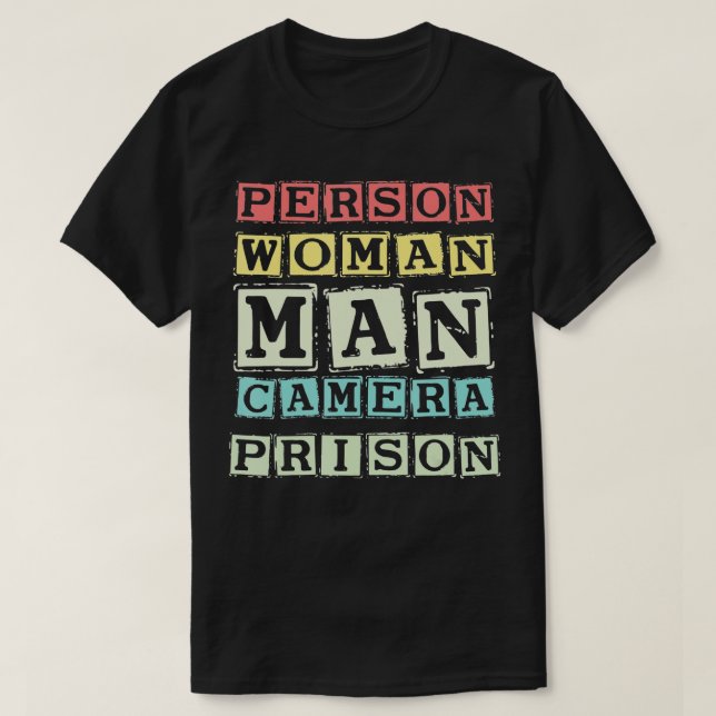 T-shirt Funny Person, Woman, Man, Camera, Prison  (Design devant)