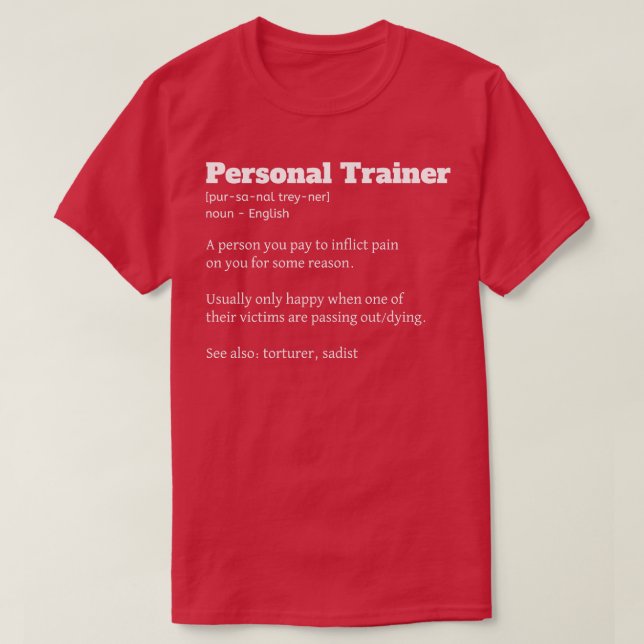 T-shirt Funny Personal Trainer Définition Fitness Coach (Design devant)