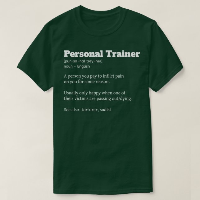 T-shirt Funny Personal Trainer Définition Fitness Coach (Design devant)