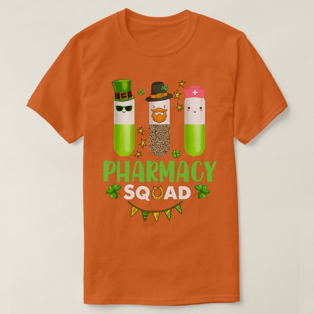 T-shirt Funny Pharmacy Squad Leprechaun Pharmist St Part (Design devant)