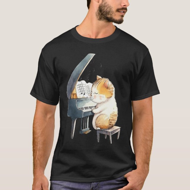 T-shirt Funny Piano Music Cat Men Women Kids Cat Piano Lov (Devant)