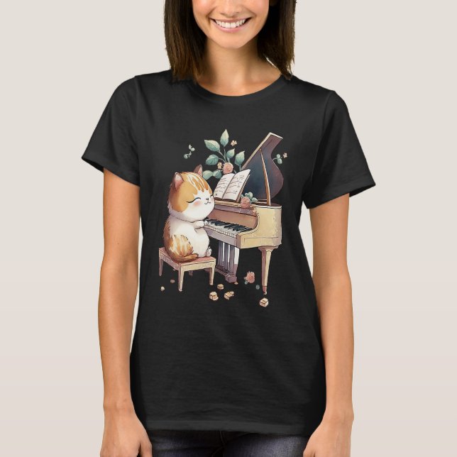 T-shirt Funny Piano Music Cat Men Women Kids Cat Piano Lov (Devant)