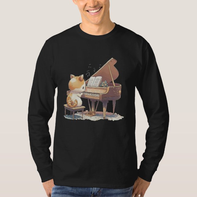 T-shirt Funny Piano Music Cat Men Women Kids Cat Piano Lov (Devant)