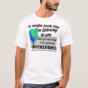 T-shirt Funny Pickleball Court Bleu Green Graphic