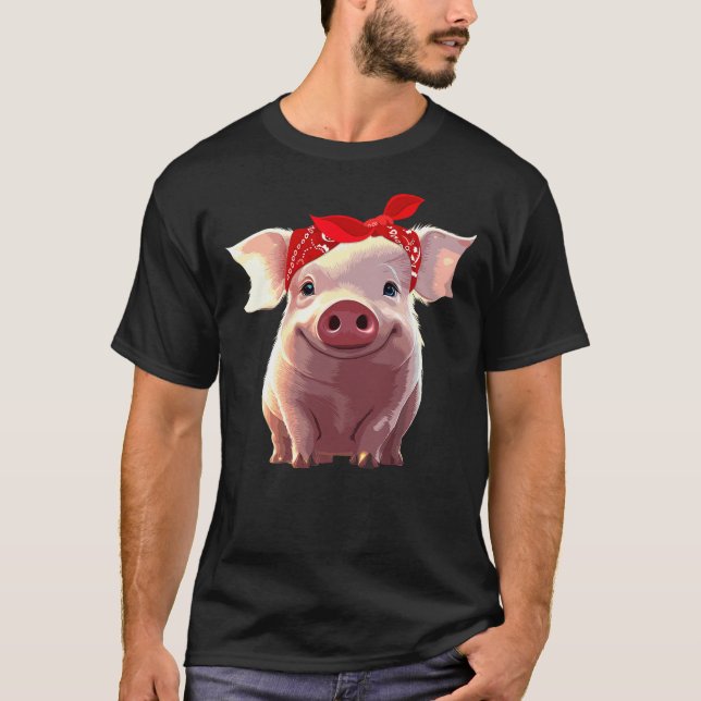 T-shirt Funny Pig Design For Women Girls Kids Toddlers Pig (Devant)