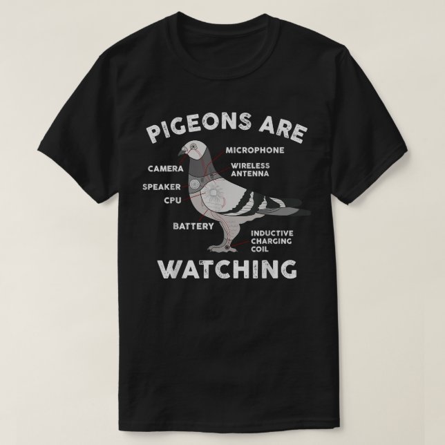 T-shirt Funny Pigeon Anatomie Oiseaux mouches espions Les  (Design devant)