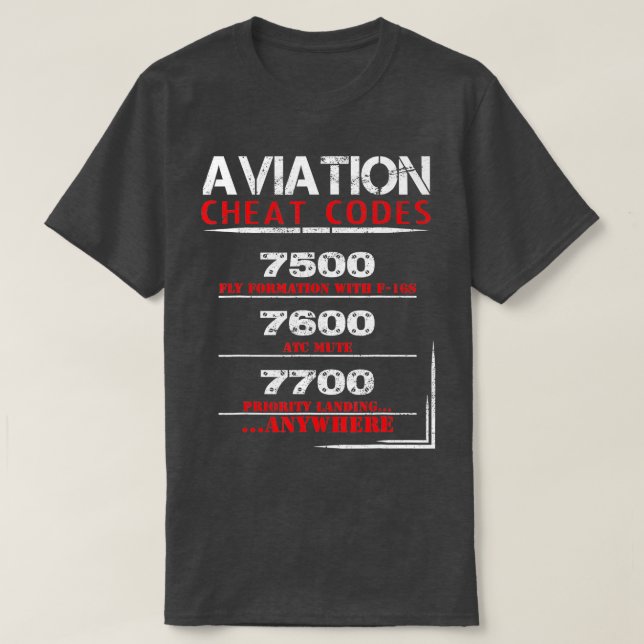 T-shirt Funny Pilot Aviation cheat code  (Design devant)