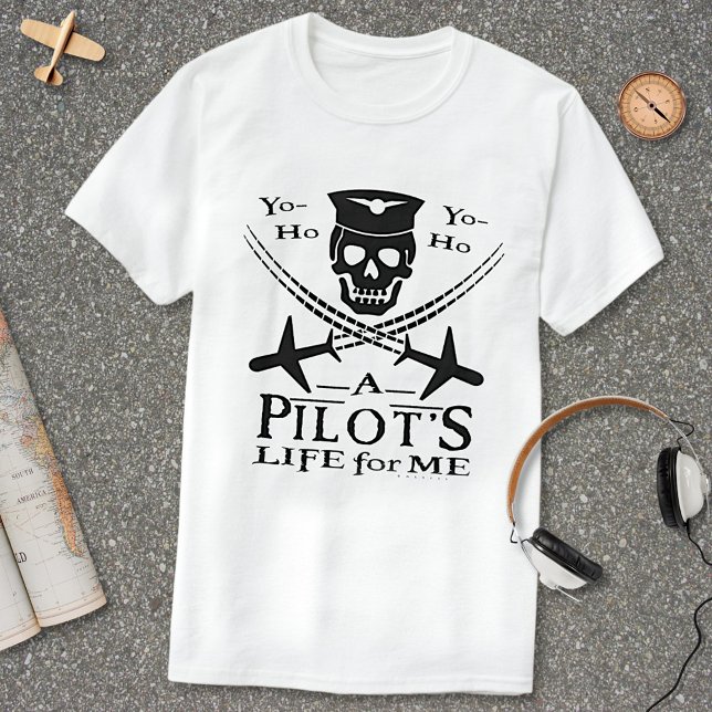T-shirt Funny Pilote Skull Cross Airplanes Pirate Humour L (Créateur téléchargé)