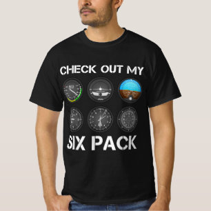 T-shirt Funny Pilote Top Avion Six Pack Flight Instrumen