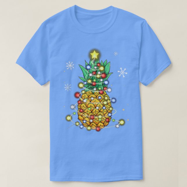 T-shirt Funny Pineapple Christmas Tree Lights Xmas  (Design devant)
