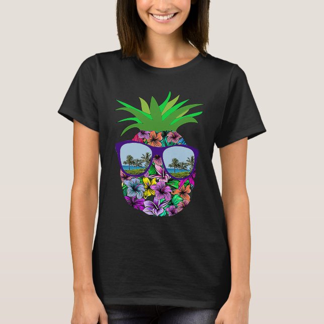 T-shirt Funny Pineapple Sunglasses Aloha Hawaiian Hawaii B (Devant)
