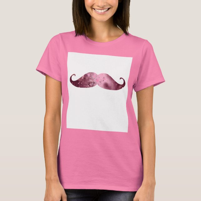 T-shirt Funny Pink Bling Mustache (Devant)