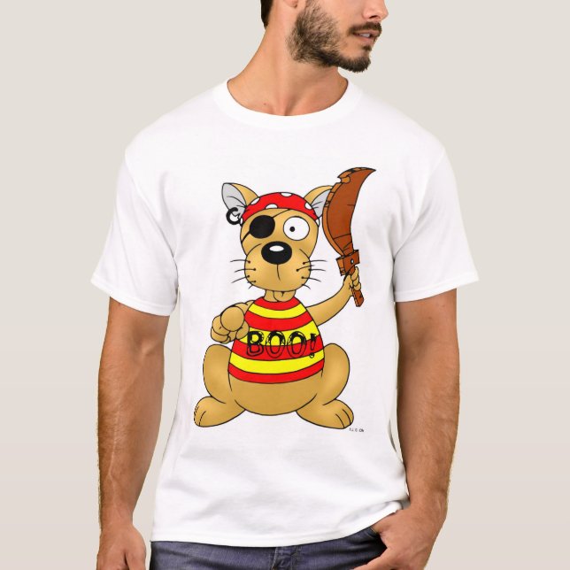 T-shirt Funny Pirate Dog with Toy Sword (Devant)