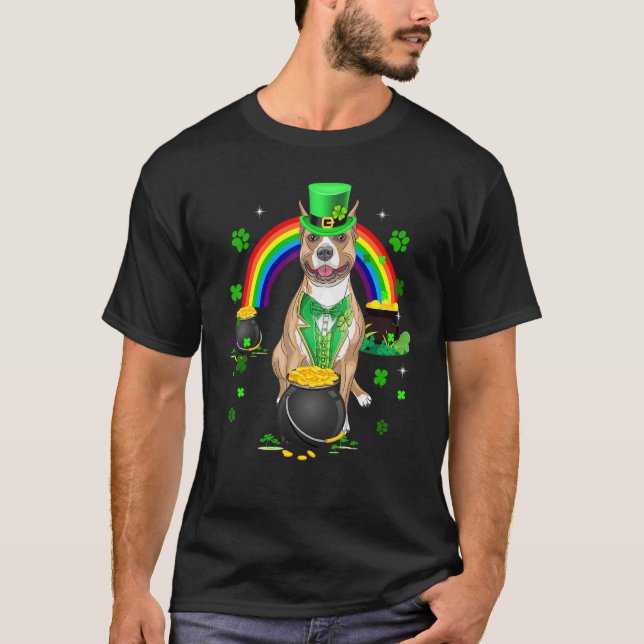 T-shirt Funny Pit Bull Leprechaun Shamrock St. Patrick's D (Devant)