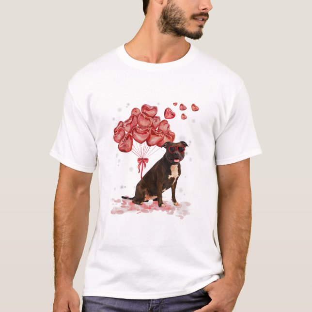 T-shirt Funny Pitbull Coeur Valentines Jour Chien Papa Mam (Devant)