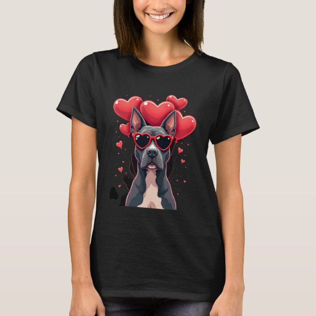 T-shirt Funny Pitbull Heart Valentines Day Dog Dad Mom Gif (Devant)