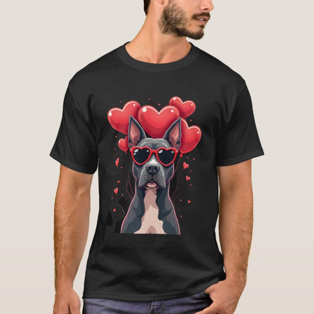 T-shirt Funny Pitbull Heart Valentines Day Dog Dad Mom Gif (Devant)