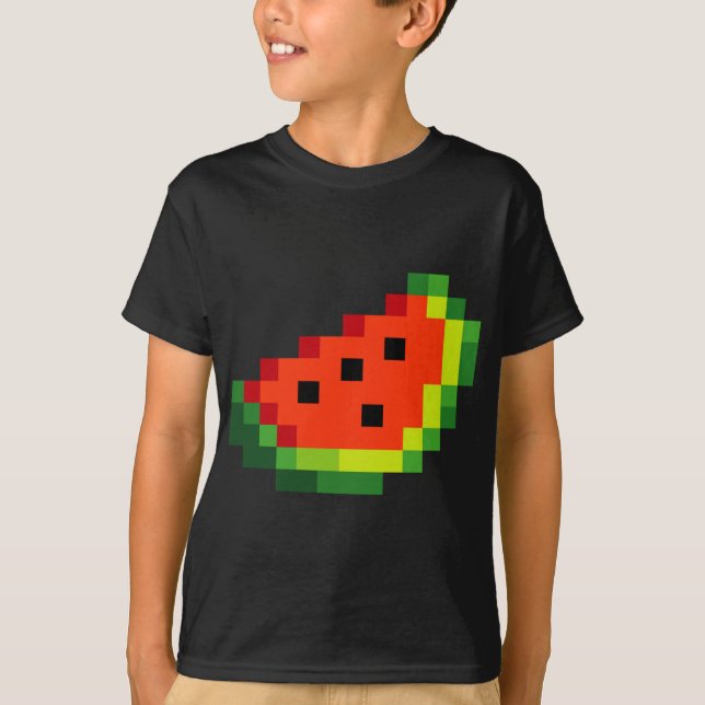T-shirt Funny Pixel Watermelon - Retro 8 - Bit Arcade Game (Devant)