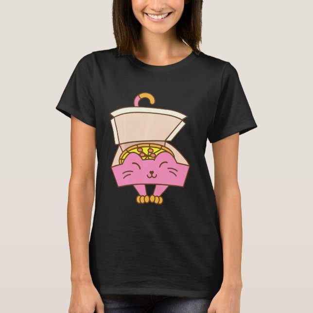 T-shirt Funny Pizza Box Chat Cool Italien Nourriture Kitte (Devant)