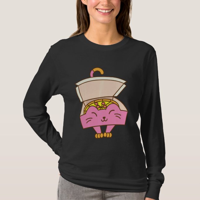T-shirt Funny Pizza Box Chat Cool Italien Nourriture Kitte (Devant)