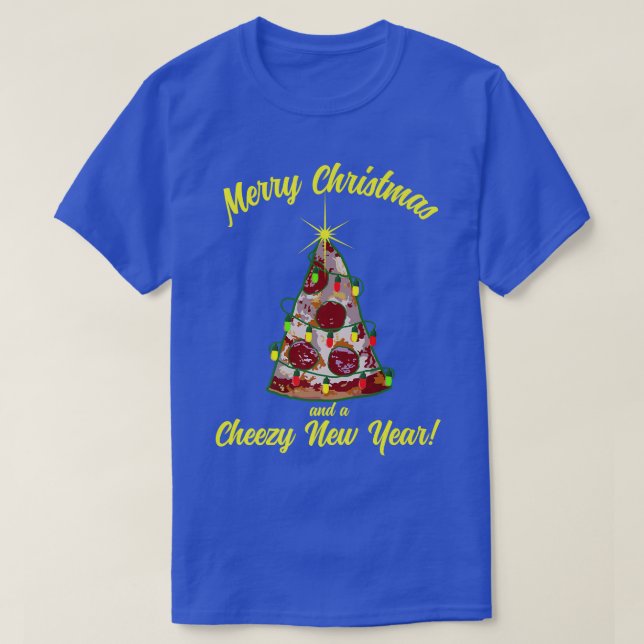 T-shirt Funny Pizza Christmas Tree (Design devant)