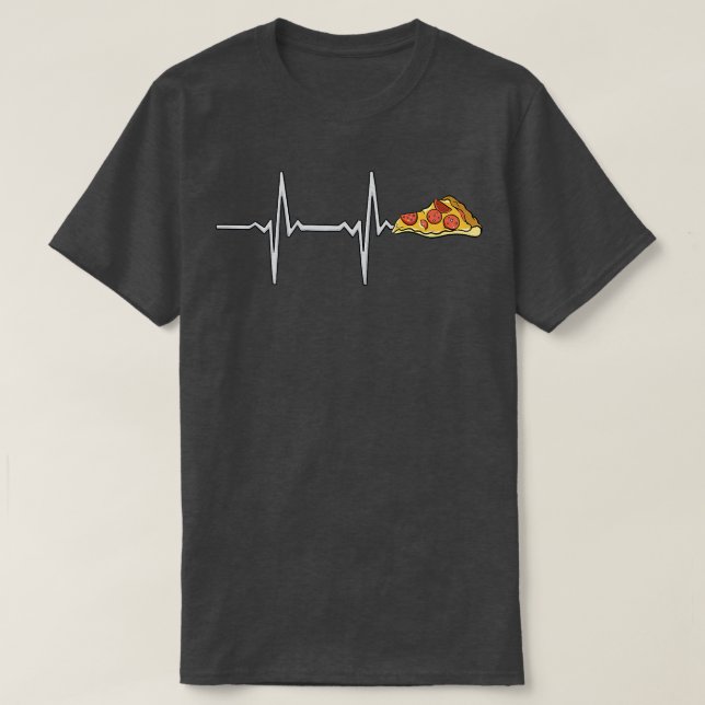 T-shirt Funny Pizza Heartbeat Tee Funny Pizza Amateurs de  (Design devant)
